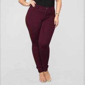 Fashion Nova No Games High Rise Pants - Berry